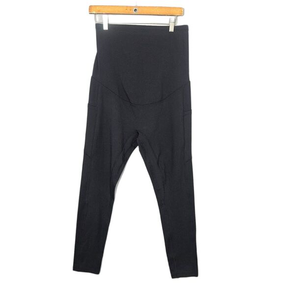 Enerful XL Maternity Leggings Black Pockets Overbelly Full Legnth - Picture 1 of 4